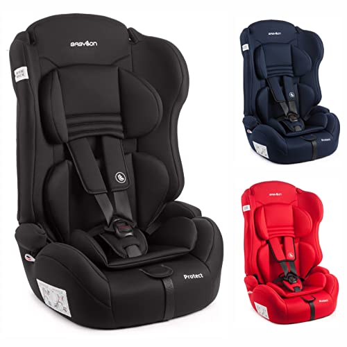 BABYLON Silla Coche Grupo 1 2 3 Protect. Silla coche para Niños 9-36 kg, silla coche bebe (1 a 12 años). Silla bebe coche sin isofix ECE R44 /0 negro