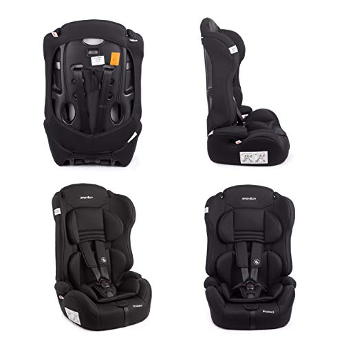 BABYLON Silla Coche Grupo 1 2 3 Protect. Silla coche para Niños 9-36 kg, silla coche bebe (1 a 12 años). Silla bebe coche sin isofix ECE R44 /0 negro