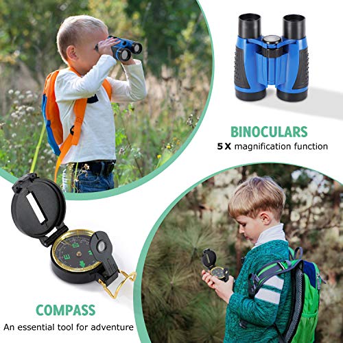 Bammax Set de Aventura Natural para Niños, Set de Exploración al Aire Libre, Binoculares para Niños, Juguetes Educativos para Niños de 3+ Años (26 PCS)