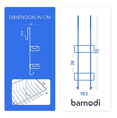 Bamodi Estantería de baño colgada Estantería de baño Ducha con Percha - Cómodo Organizador de Ducha Antideslizante (Acero, 70 x 18,5 x 19 cm)