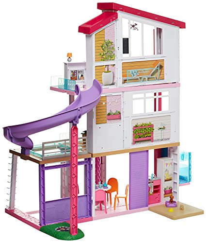 Barbie Casa De Muñecas con Accesorios, La Casa De Tus Sueños, con Elevador Nuevo + Caravana para Acampar 3 En 1 De con Piscina, Camioneta, Barca Y 50 Accesorios