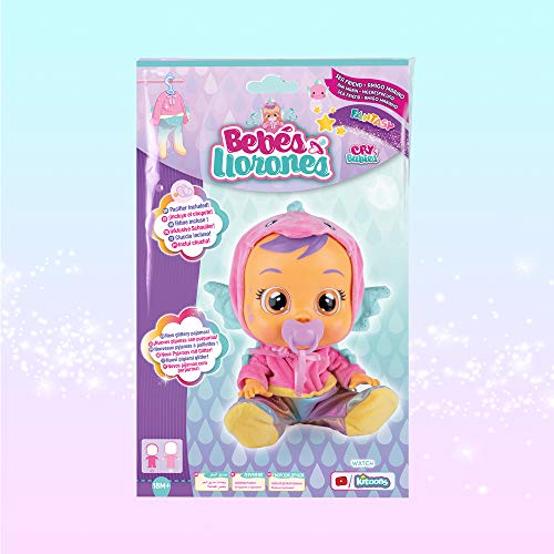 BEBÉS LLORONES Fantasy Pijama de Amigo Marino | Accesorio pijama de color rosa con Purpurina y Chupete para tu Bebé Llorón y muñecas - Juguete y Regalo para niñas y niños +18 Meses