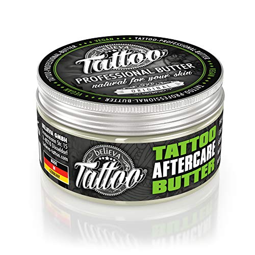 Believa Tattoo crema de mantequilla profesional - Mantequilla vegana para el cuidado del tatuaje (100ml)