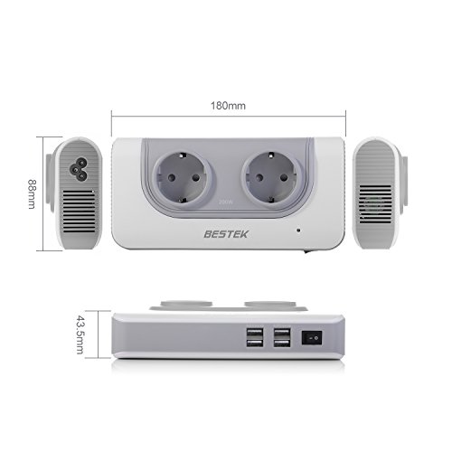 BESTEK 200W Transformador 110V a 220V Adaptador de Viaje con 4 USB para UK Reino Unido, USA Estados Unidos, China, Australia