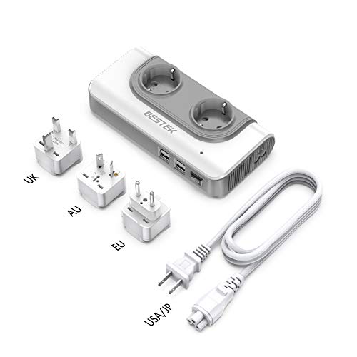 BESTEK 200W Transformador 110V a 220V Adaptador de Viaje con 4 USB para UK Reino Unido, USA Estados Unidos, China, Australia