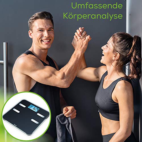 Beurer BF 185 - Báscula de análisis para medir peso, grasa corporal, agua corporal, masa muscular y ósea, con cálculo de las necesidades de calorías AMR, con 10 memorias de usuario