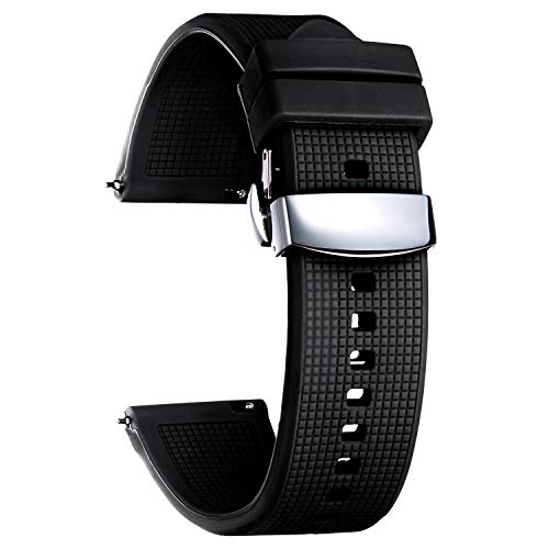 BINLUN Correas Reloj de Silicona 18mm 19mm 20mm 21mm 22mm 24mm Correas de Relojes para Hombre y Mujer, Pulseras de Repuesto de smartwatches de Liberación Rápida con 8 Colores