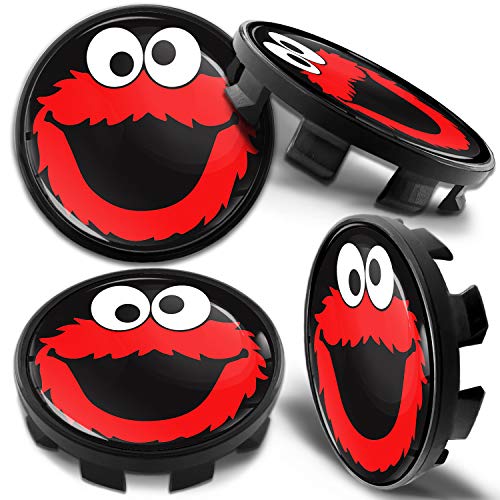 Biomar Labs® 4 x 68mm Tapas de Rueda de Centro Tapacubos Centrales Llantas Aluminio Compatible con BMW Part. No. 36136783536 Negro Rojo Elmo Cookie Monster para Coche CB 42