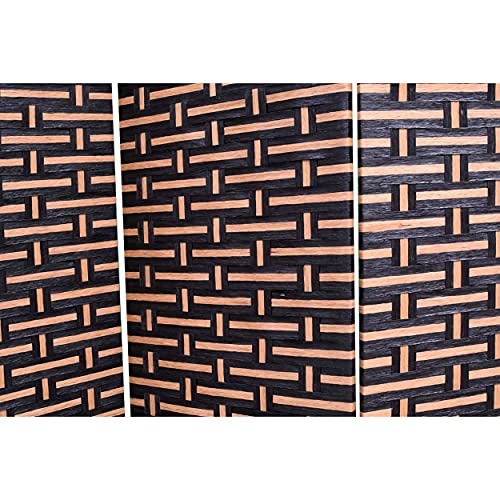 Biombo Separador, Economico, Negro/Avellana, de Papel Trenzado, bastidores de Madera para decoración 180 x 120 cm - Hogar y más