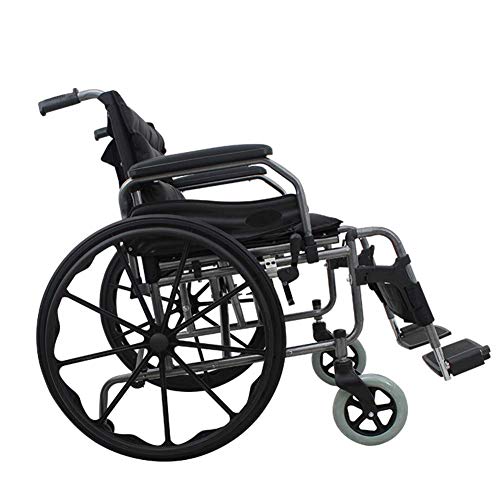 BJH Equipo Ligero Plegable para discapacitados, Silla de Ruedas Manual, Ruedas Grandes Productos para el Cuidado de Ancianos para Personas con sobrepeso