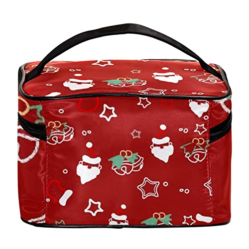 Bolsas de maquillaje para mujeres y niñas, bolsa organizadora de cosméticos de mano, Papá Noel y muletas portátil de viaje, Multicolor 4, 22.5x15x13.8cm/8.9x5.9x5.4in, Neceser