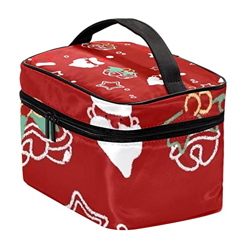 Bolsas de maquillaje para mujeres y niñas, bolsa organizadora de cosméticos de mano, Papá Noel y muletas portátil de viaje, Multicolor 4, 22.5x15x13.8cm/8.9x5.9x5.4in, Neceser