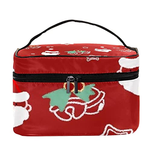 Bolsas de maquillaje para mujeres y niñas, bolsa organizadora de cosméticos de mano, Papá Noel y muletas portátil de viaje, Multicolor 4, 22.5x15x13.8cm/8.9x5.9x5.4in, Neceser