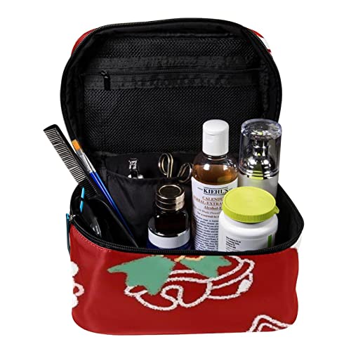 Bolsas de maquillaje para mujeres y niñas, bolsa organizadora de cosméticos de mano, Papá Noel y muletas portátil de viaje, Multicolor 4, 22.5x15x13.8cm/8.9x5.9x5.4in, Neceser