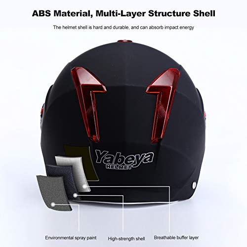 BOSEMAN Casco de Motocicleta con Visera, Adecuado para ciclomotores, Scooters, cruceros, Pase la Prueba de colisión para Cumplir con la Seguridad Vial(Negro Mate)