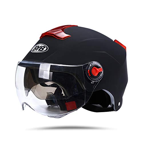 BOSEMAN Casco de Motocicleta con Visera, Adecuado para ciclomotores, Scooters, cruceros, Pase la Prueba de colisión para Cumplir con la Seguridad Vial(Negro Mate)