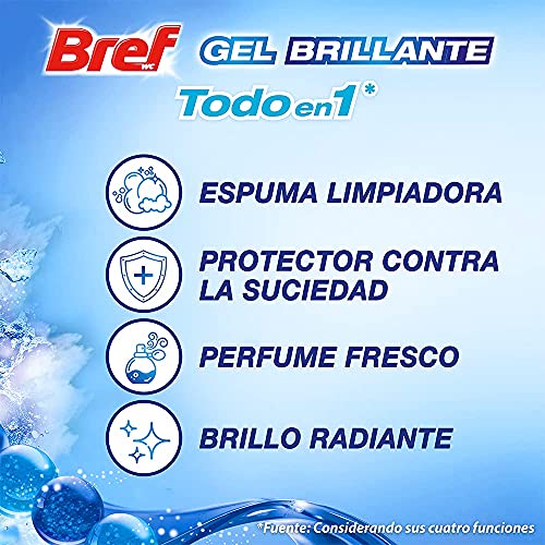 Bref Gel Brillante Océano Ártico Todo en 1 (pack de 11 unidades), cesta en gel para una limpieza completa,colgadores WC para la limpieza del baño, frescor duradero y brillo radiante