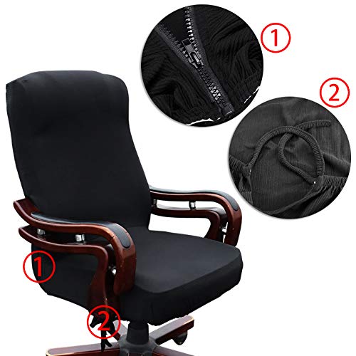 BTSKY Fundas de silla para sillas giratorias de oficina Silla de computadora y sillas con reposabrazos (sillas no incluidas) Negro, grande