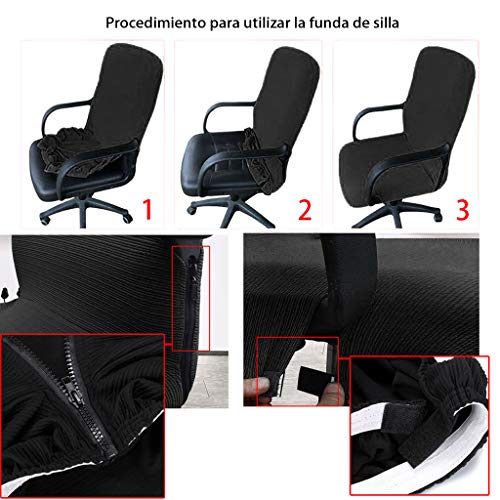 BTSKY Fundas de silla para sillas giratorias de oficina Silla de computadora y sillas con reposabrazos (sillas no incluidas) Negro, grande