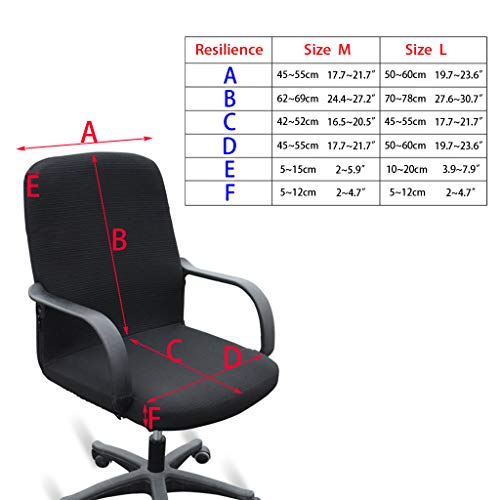 BTSKY Fundas de silla para sillas giratorias de oficina Silla de computadora y sillas con reposabrazos (sillas no incluidas) Negro, grande