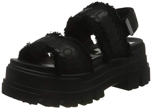 Buffalo Aspha Str, Sandalias Planas Mujer, Negro, 38 EU