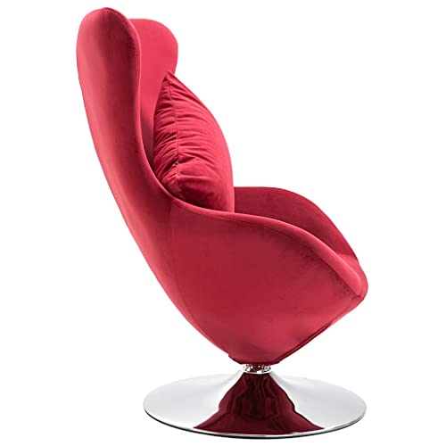 Butaca Orejera, Sillón para Salón Sillón Relax Silla con Brazos Sillón Egg Giratorio con cojín Terciopelo Rojo