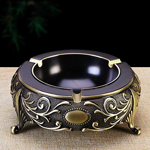 CAIMEI Titular de Ceniza Tenedor de Cigarrillos Cenicero de Bronce para Cigarrillos para Cigarrillos Round Antique Holder Ashtray con 3 Piernas Base Fumar Ceniza de Ceniza para Fumadores Aguantos de C