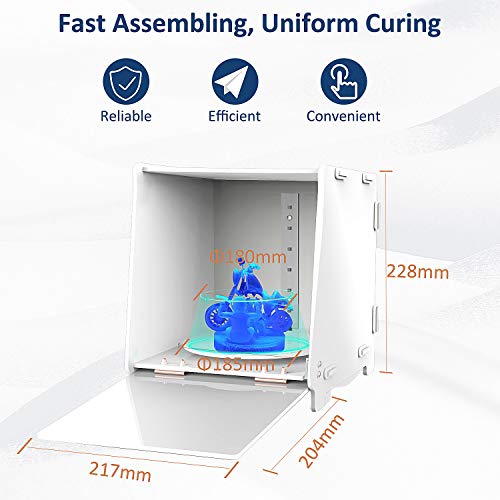 Caja Curado Resina,GIANTARM Geeetech Caja de curado de Resina, con la función de Ajuste de Tiempo, la Plataforma giratoria de 360 ° se Puede Curar uniformemente