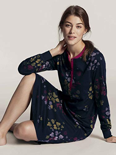 Calida Midnight Flowers Camisa de Noche, Lapis Azul Oscuro, L para Mujer