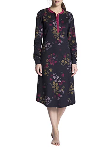 Calida Midnight Flowers Camisa de Noche, Lapis Azul Oscuro, L para Mujer