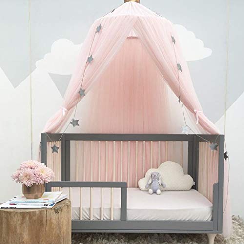 Cama con Dosel para Niñas - Princesa Cama con Dosel Mosquitera Cúpula Vivero Hilo Premium Decoración de La Sala de Juegos, Rosado