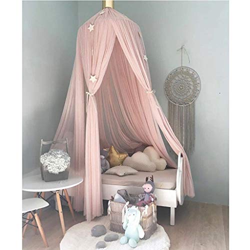 Cama con Dosel para Niñas - Princesa Cama con Dosel Mosquitera Cúpula Vivero Hilo Premium Decoración de La Sala de Juegos, Rosado