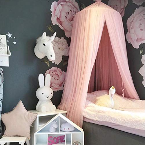 Cama con Dosel para Niñas - Princesa Cama con Dosel Mosquitera Cúpula Vivero Hilo Premium Decoración de La Sala de Juegos, Rosado