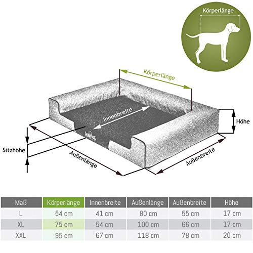 Cama rectangular para perros grandes VICTORIA XL/XXL (para perros o gatos grandes con colchón)