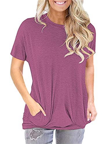 Camiseta Mujer Casual Tops Manga Corta Bolsillo Mama Camiseta Túnica Leggings Top Blusa Holgada