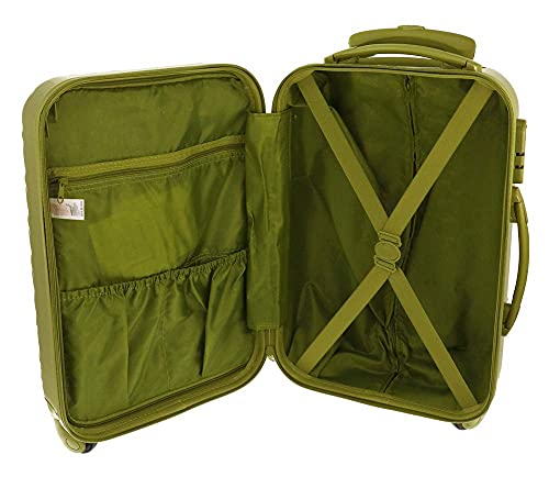 Camomilla Juego de Maletas, Set de Valigeria, Trolley de Viaje (40 lt.) + Neceser (15 lt.), Material Rígido, Ruedas Pivotantes, Cerradura de combinación, Color Verde Limón