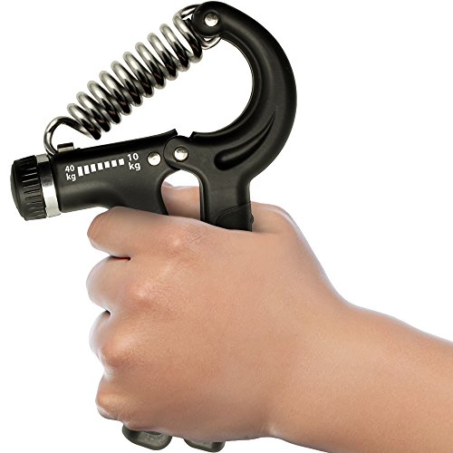 CampTeck U6747 10-40 KG Empuñadura Fortalecedor de Mano Agarre Pinza de Mano Resistencia Ajustable Entrenamiento de Fuerza para Antebrazo, Muñeca, Apretón de Manos, Ejercitador - Negro, 1 Pieza