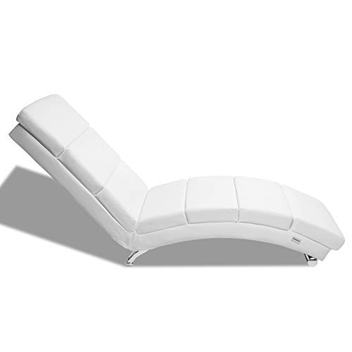 CASARIA Diván Chaise Loungue 'London' Blanco sillón Interior Respaldo Alto para salón hogar 186x55cm Capacidad de 180Kg