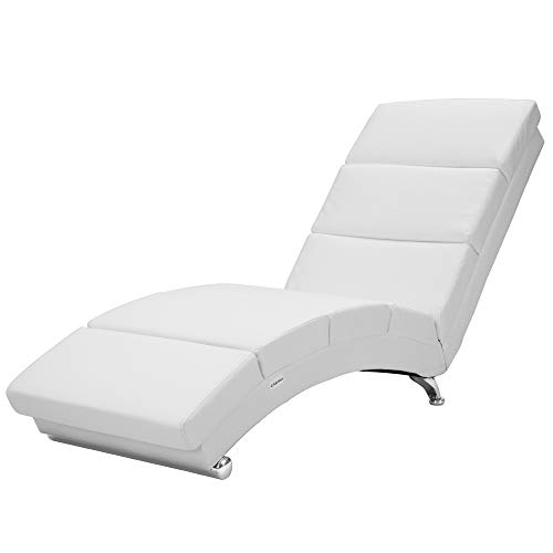 CASARIA Diván Chaise Loungue 'London' Blanco sillón Interior Respaldo Alto para salón hogar 186x55cm Capacidad de 180Kg