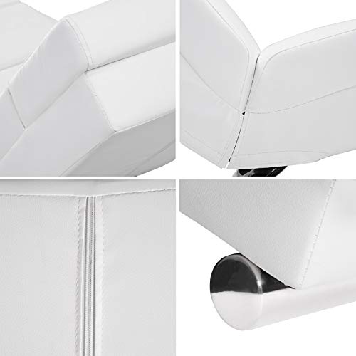 CASARIA Diván Chaise Loungue 'London' Blanco sillón Interior Respaldo Alto para salón hogar 186x55cm Capacidad de 180Kg