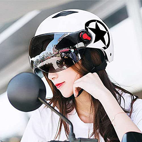 Casco De Scooter Eléctrico Motocicleta Medio Casco Casco Abierto Casco Casco De Choque con Visera E-Scooters Soporte De Seguridad Sombrero Casco para Scooter Eléctrico Blanco