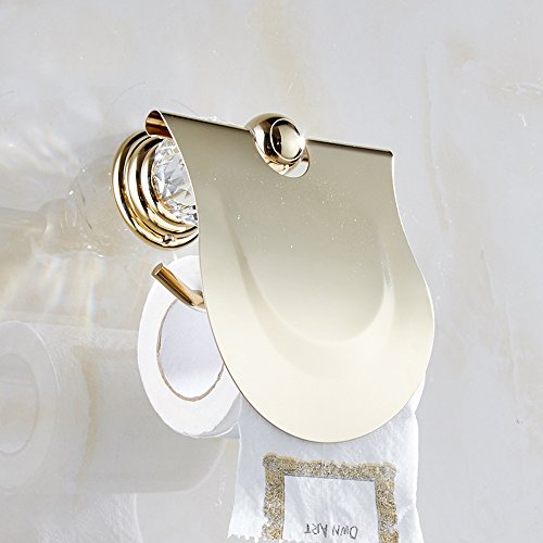 Case Wind la äisch – Escobillero con taza y cepillo para inodoro se compone de aleación y cerámica Luxus Pulido Oro Finished pared montar, dorado, Toilettenpapierhalter