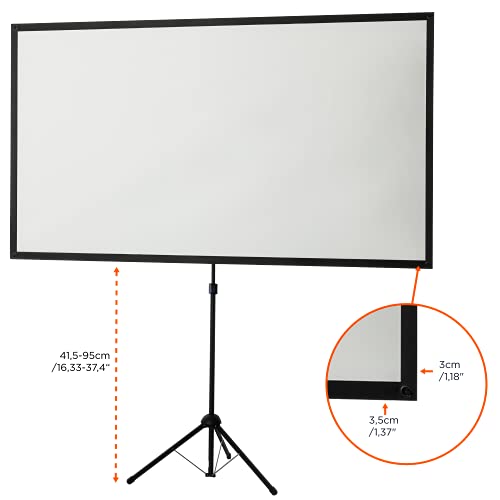 celexon portátil, Ligero y móvil Pantalla de vídeo-trípode con Barra telescópica de Altura Ajustable Ultra-Ligero - 194 x 121 cm - 90" - 16:10