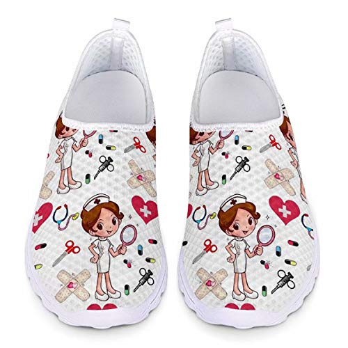 Chaqlin Ladies Girls Nurse Sneakers White Women Casual Mesh Running Shoes para Mujeres Adult Casual Sport Gym Trainers Transpirable Beach Water Footwear 38 EU