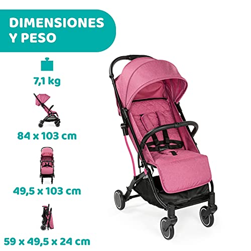 Chicco Trolley Me Silla de Paseo Ligera desde 0 Meses hasta 15 kg, Buggy y Plegable con Función de Trolley, Cierre Compacto, Cubierta para la Lluvia y Capota Plegable, Rosa (Lollipop)