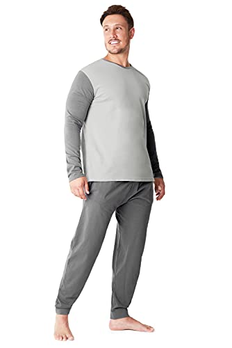 City Comfort Pijama Invierno con mangas largas para Hombre, Gris Claro Oscuro, XL