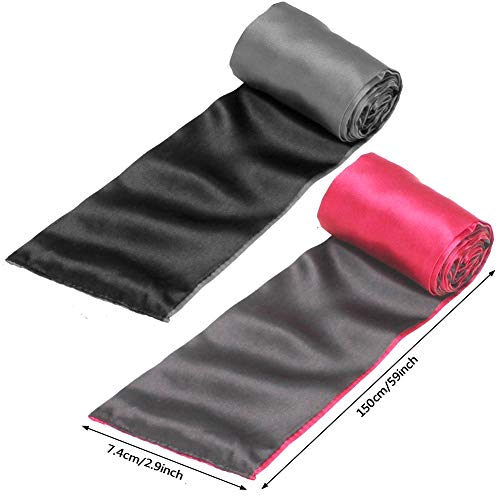 CKANDAY Pack de 4 mascarillas de satén suaves para dormir con los ojos de seda, cómodas y suaves, 150 cm, negro/rojo