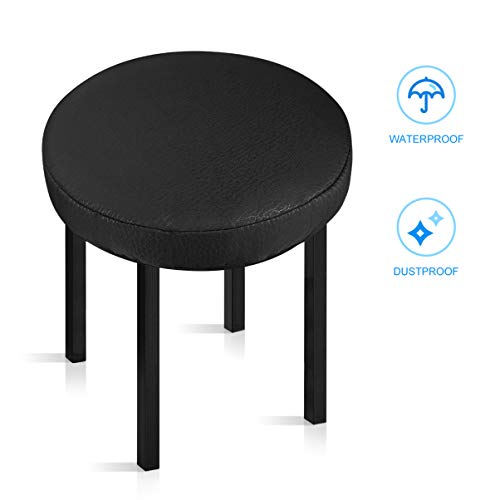 CLISPEED Cubierta de Taburete de Bar de 35 Cm Funda de Asiento de Silla Redonda Funda de Cojín de Asiento Negro Protector de Cubierta de Muebles a Prueba de Polvo