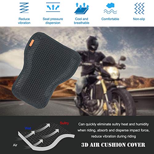 Cojín de asiento de motocicleta con malla 3D de refrigeración de aire, almohadillas protectoras de glúteos, funda de asiento de motocicleta, transpirable, talla S