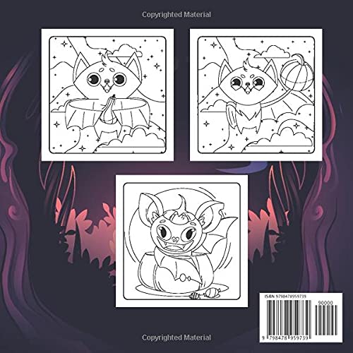 Coloring Book:: Halloween Coloring Book For Kids (Bats)